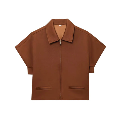 HipSeam Women Lapel Collar Short Jacket Women's Cropped Short Collared