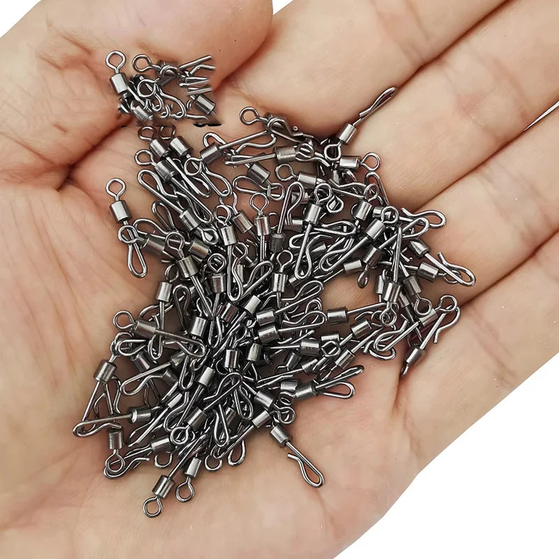 50pcs Bearing Swivel Fishing Connector Q Shaped Quick Change Swivels