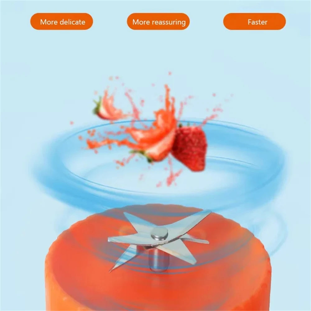 420ML Electric Juicer Mini Fruit Mixers 6 Blades Charging Juicer Cup