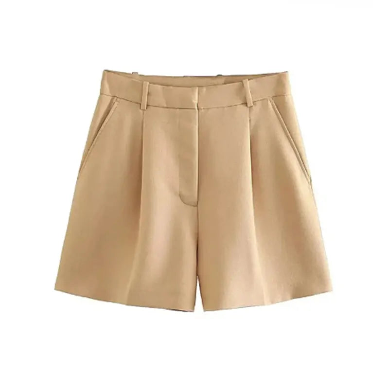 Mooyufon Women Fashion Side Pockets Front Darts Bermuda Shorts Vintage