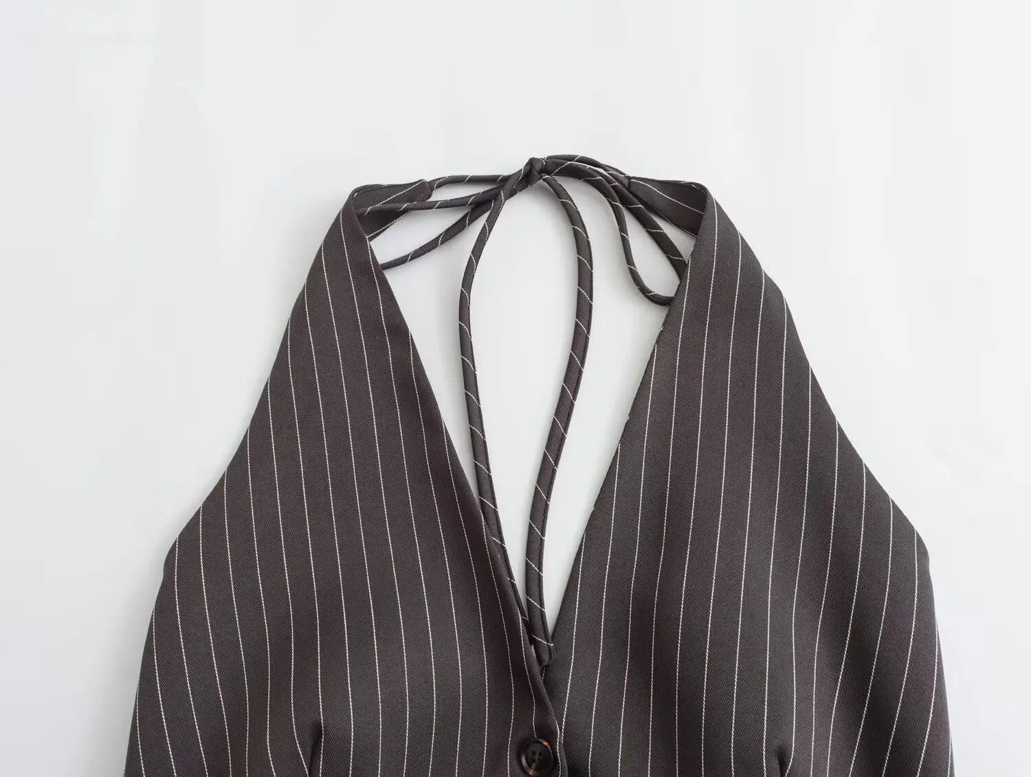 New Women Sexy Backless Bow Tied Striped Print Short Blouse Female