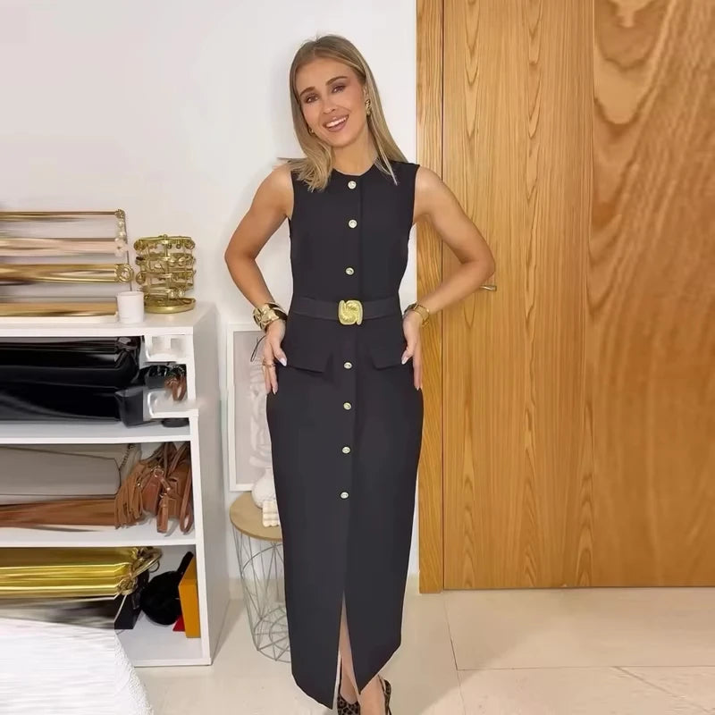 MUJER 2025 Womens Dresses Black Office Long Dresses for Women Spring