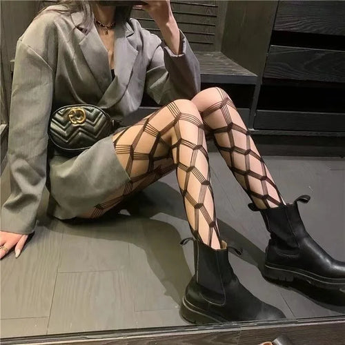 Woman Girls Gothic Cartoon Fishnet Stockings Snake Kuromies Skull