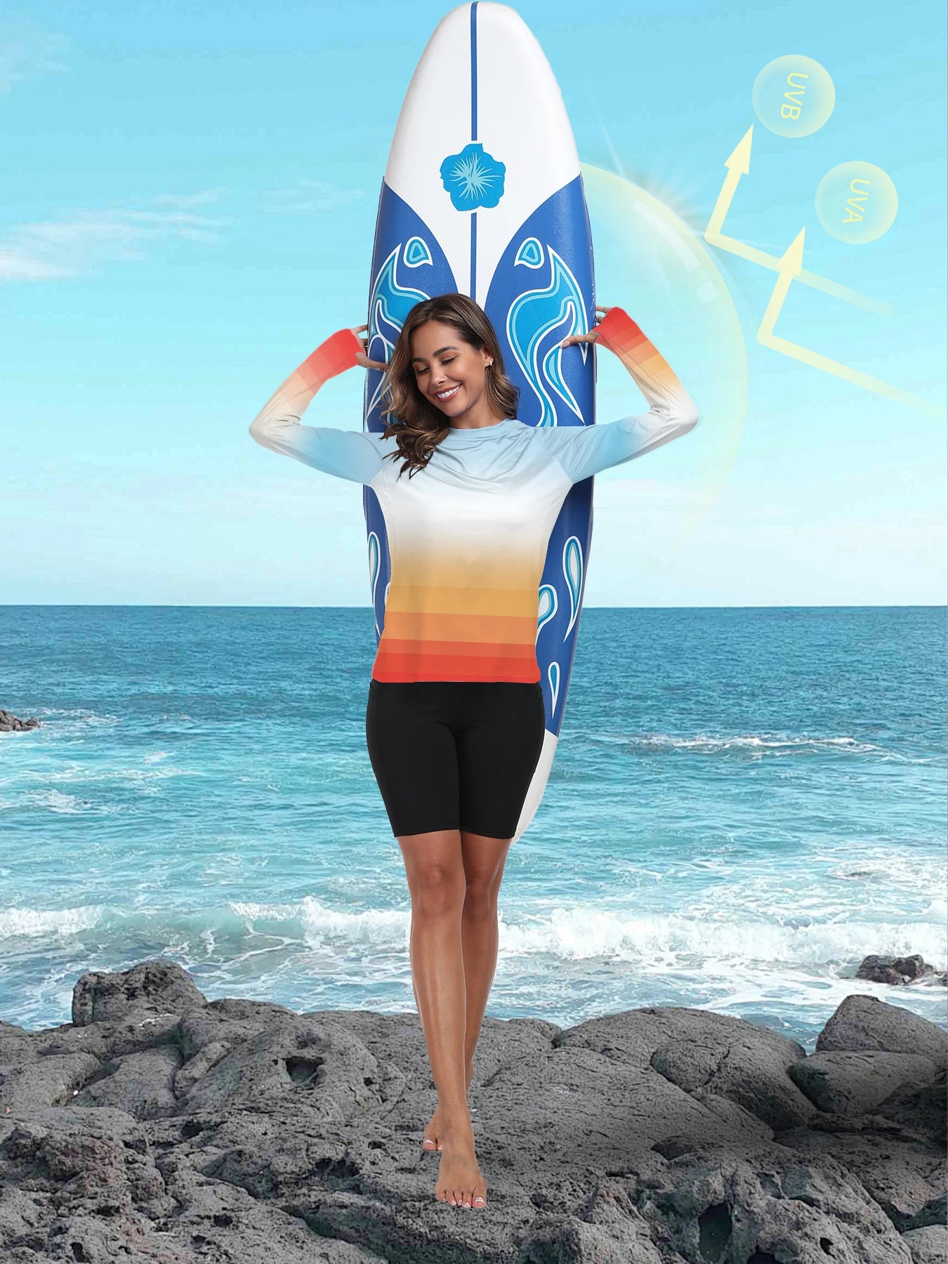 Women's UPF 50+ Sun Shirts Long Sleeve UV Protection Rash Guard