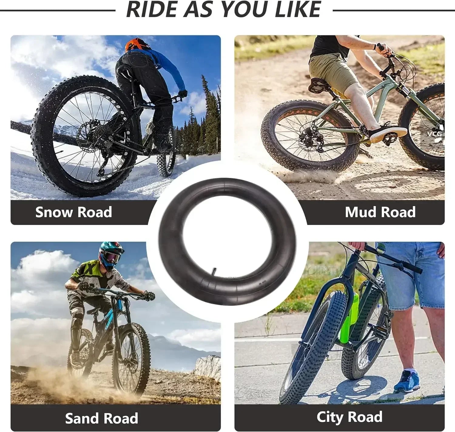 1PC Fat Bicycle Tube 20x4.0 Bike Inner Tube For Snowmobiles Bicycles