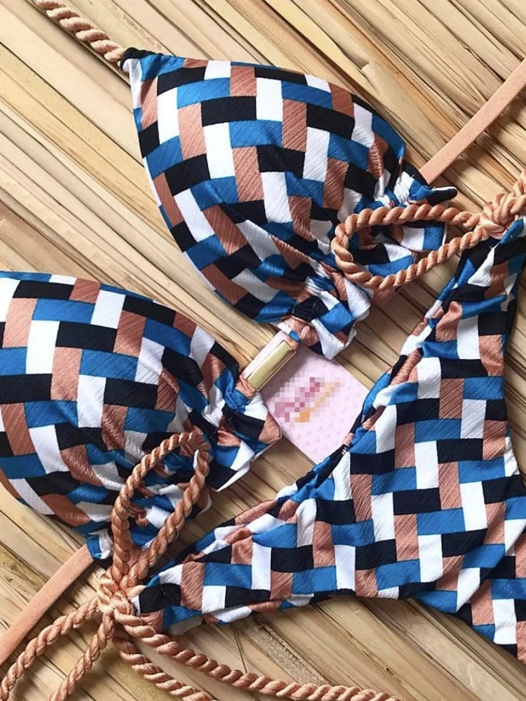 RUOTONGSEPT 2022 Striped Bikini Set Knotted Swimsuit Women Biquinis