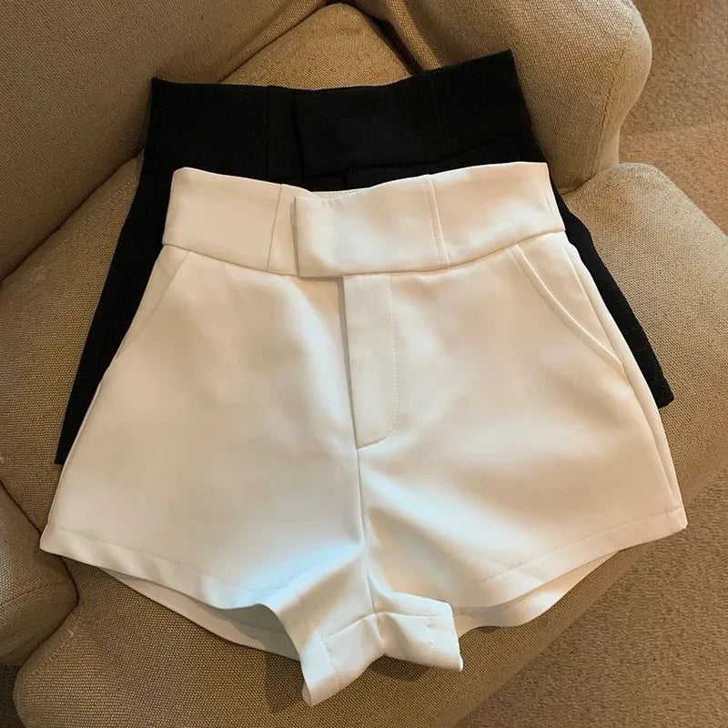MEXZT Y2K Streetwear Black Shorts Women Elegant High Waist White A