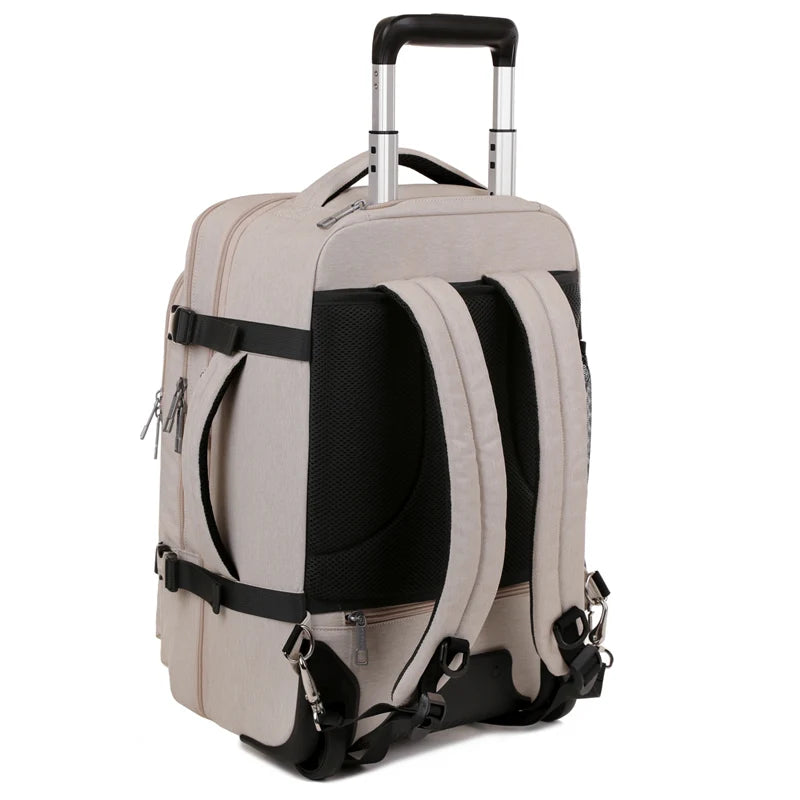 Rolling Backpack Carry On Luggage, Travel Laptop Backpack with Wheels