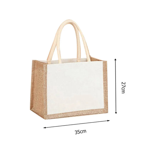 Burlap Jute Tote Shopping Bag Vintage Reusable Grocery Wedding