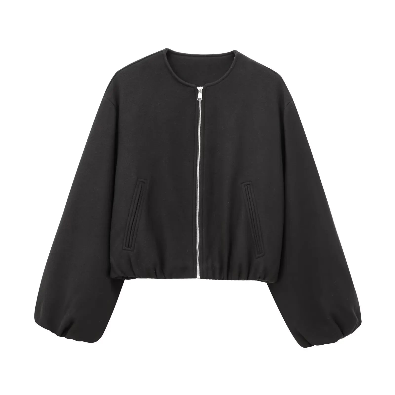 MUJER Black Bomber Jackets for Women Zipper Varsity Jackets Women Soft
