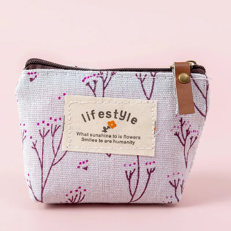 Fashion Flower Pattern Coin Purses Small Fresh Canvas Coin Wallet Lady
