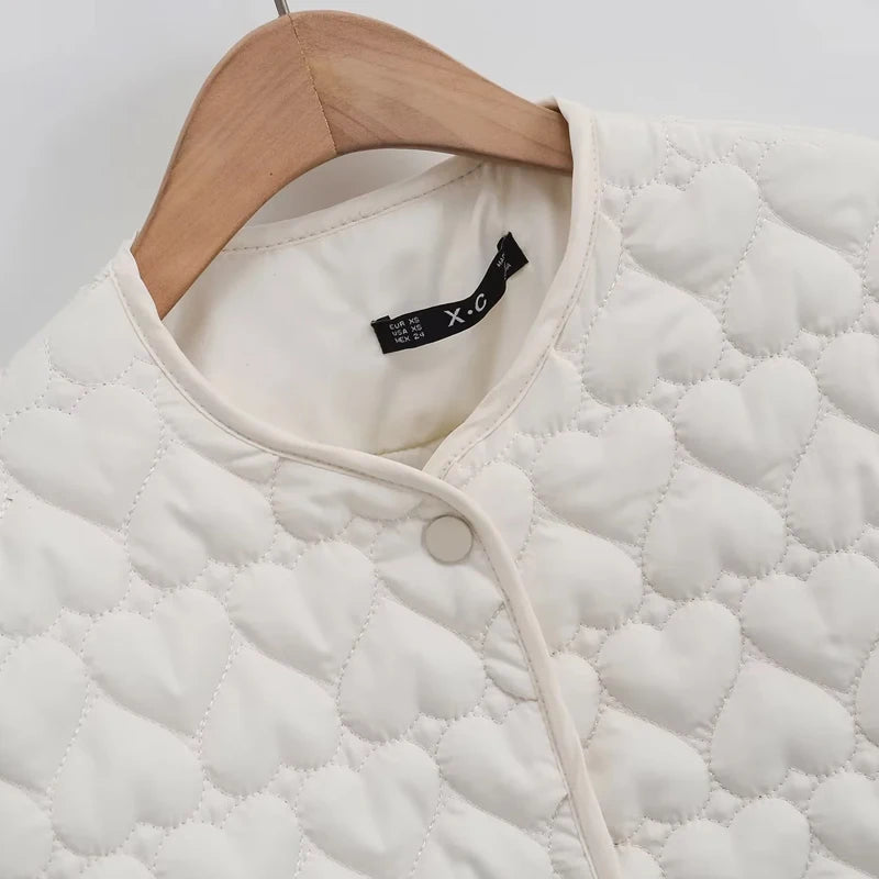 TRAF Winter Coats Woman Parkas Heart Quilted Jacket Women Autumn Long