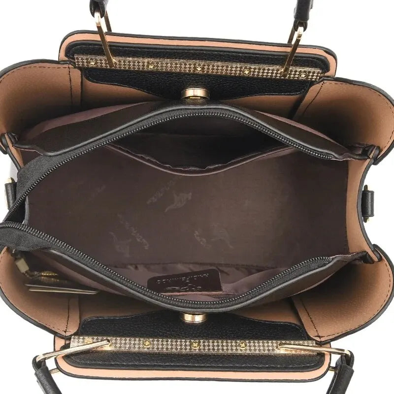 Fashion Women Soft PU Leather Handle Handbag Designer Shoulder