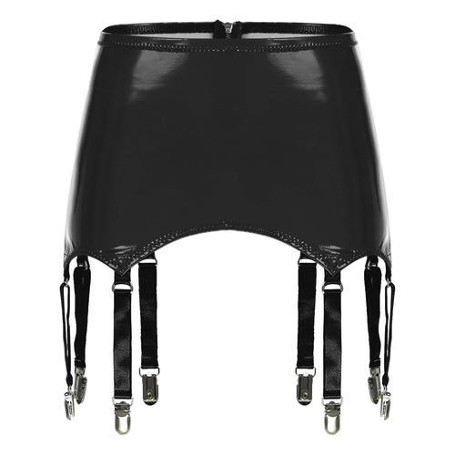 Womens Garters Suspender Belt Skirts Ladies Wet Look Mini Skirts