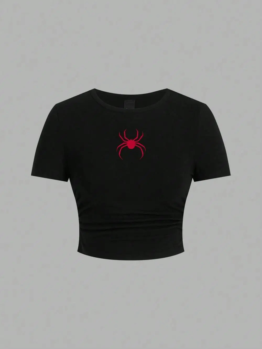 Simple Red Spider Printing Crop Tops Summer Street Fashion Women's