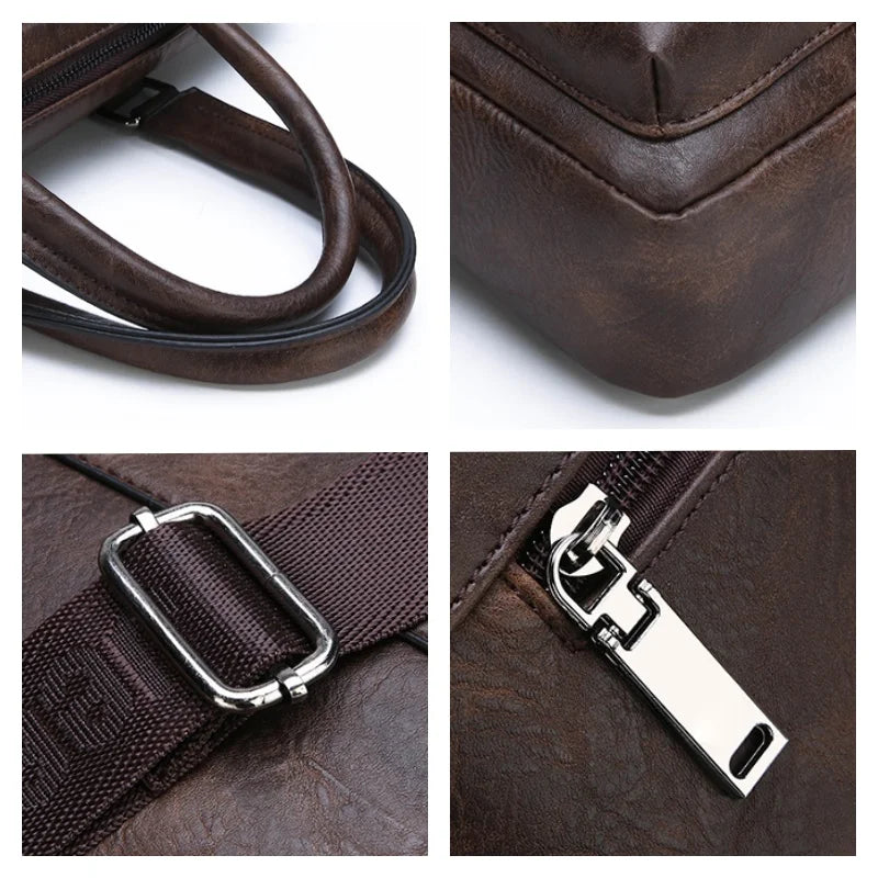 Multiple Pockets Briefcase Men's Large Capacity Office Shoulder Bag