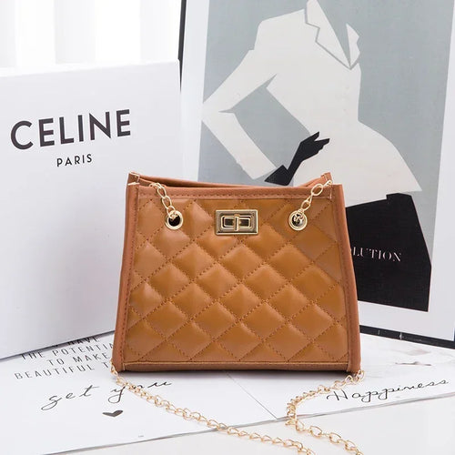 Women's Tote Bags, Handbag with Chains, Diamond Lattice Underarm