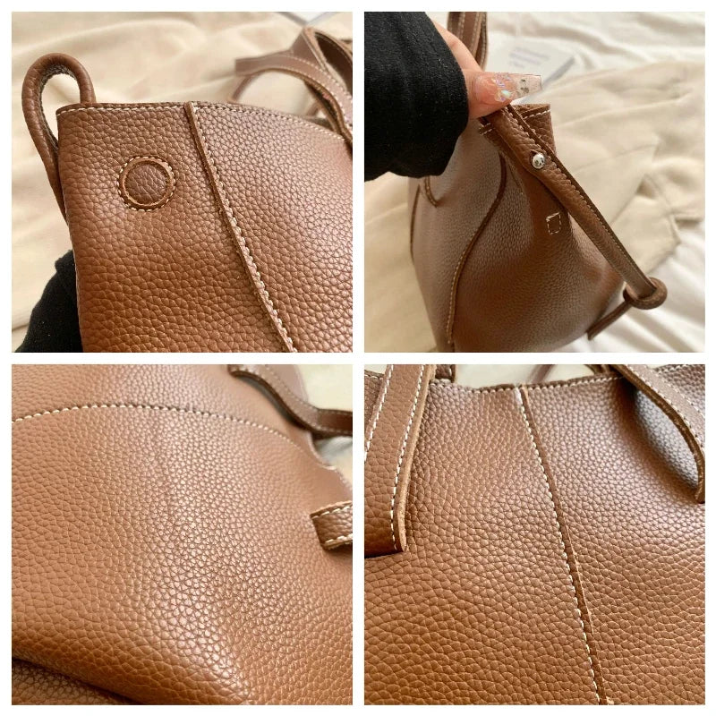 Vintage Shoulder Bags for Women PU Leather Tote Underarm Bags Leisure