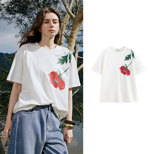 TOYOUTH Women Short Sleeve T-shirt 2025 Spring New Lyocell Velvet