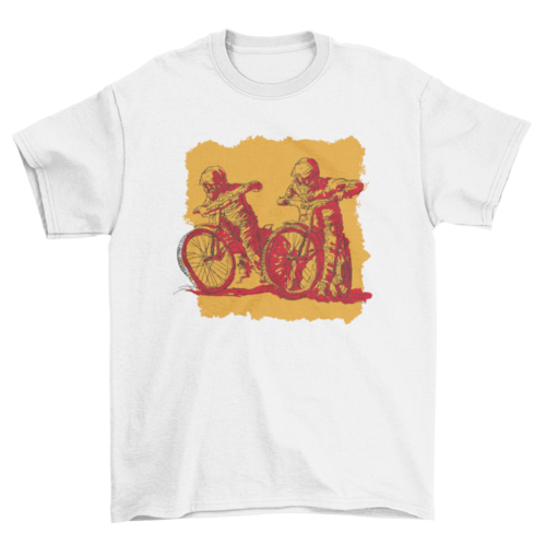 People in race bikes t-shirt design