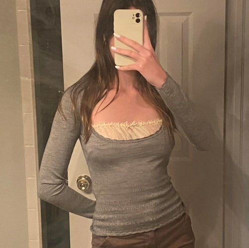 Vintage Lace Patchwork Cute Cotton Tshirts Women Fashion Button Slim