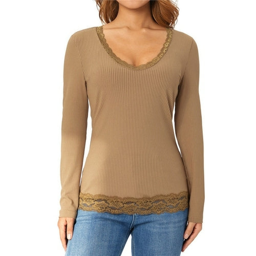 Vintage Lace Patchwork Cute Cotton Tshirts Women Fashion Button Slim