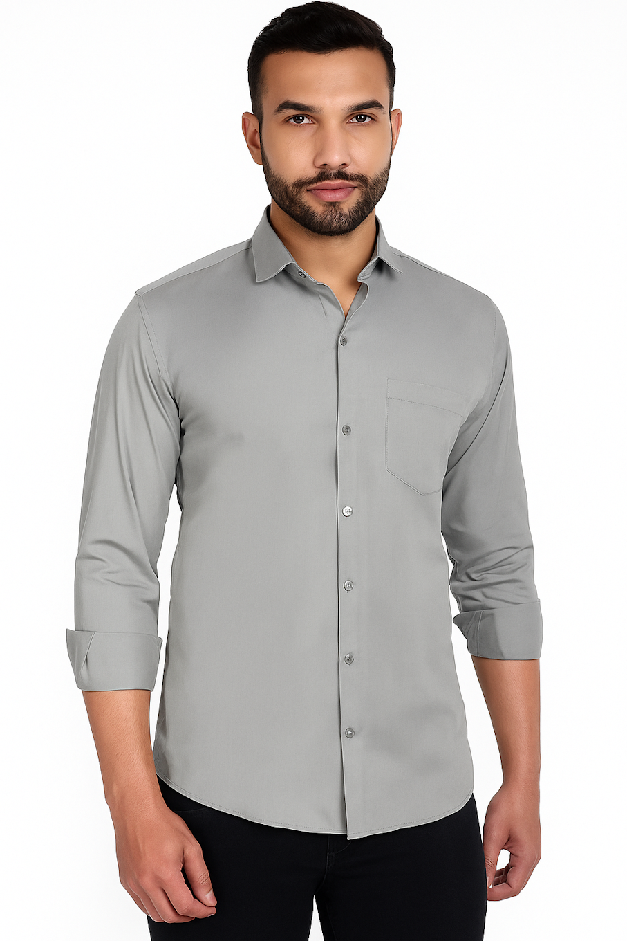 Men Regular Fit Solid Shirt (Size-M, Grey)