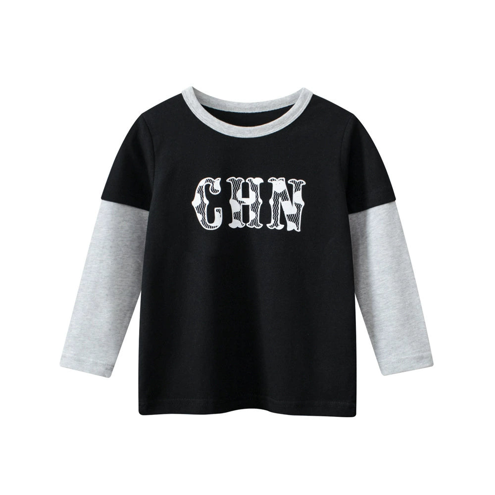 Autumn Baby Kids Boys Letters Print Long Sleeves Crew Neck Color