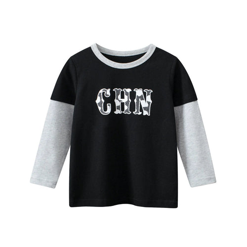 Autumn Baby Kids Boys Letters Print Long Sleeves Crew Neck Color