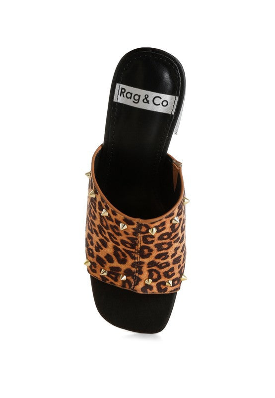 Edama Leopard Print Studded Slip Ons