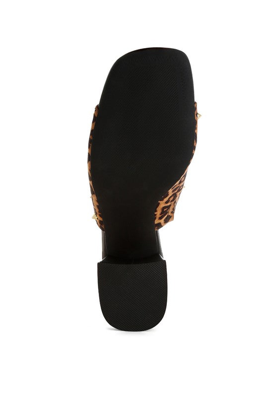 Edama Leopard Print Studded Slip Ons