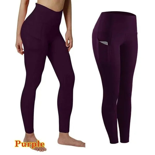 Winter Tummy Control Solid Color High Waist Women Fitness Leggings