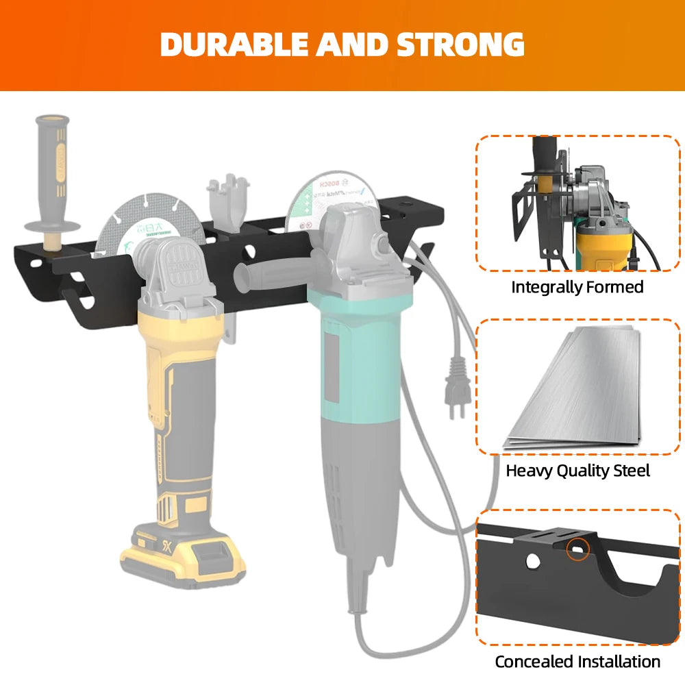 Angle Grinder Holder Metal Angle Grinder Rack with Cord Hanger Wall