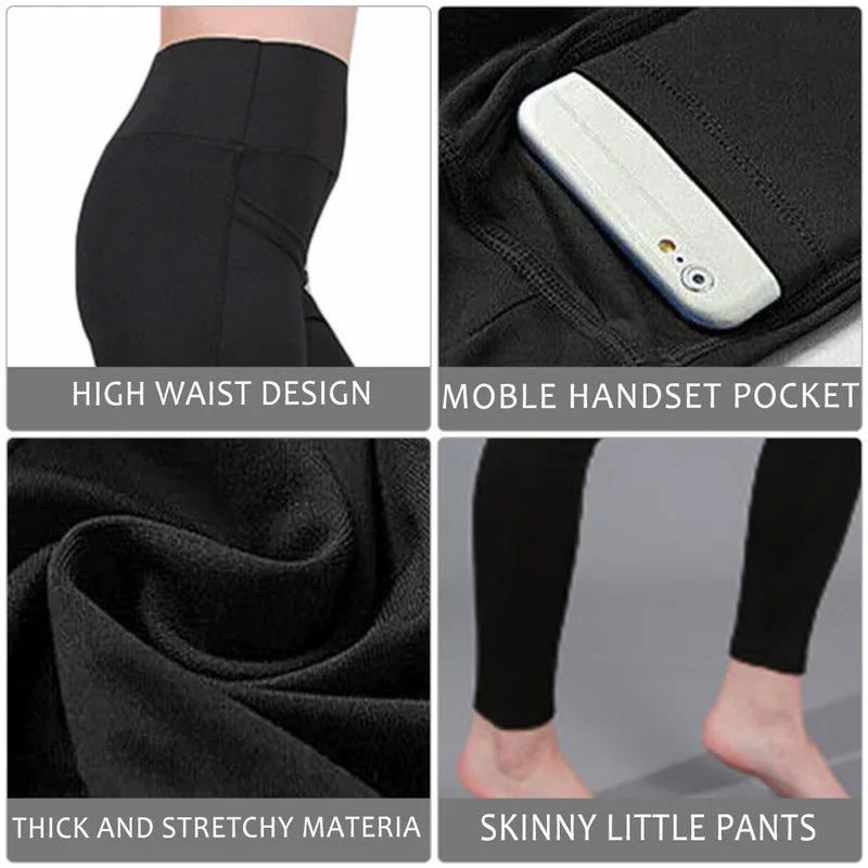 Winter Tummy Control Solid Color High Waist Women Fitness Leggings