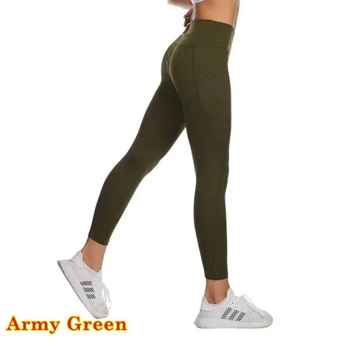 Winter Tummy Control Solid Color High Waist Women Fitness Leggings