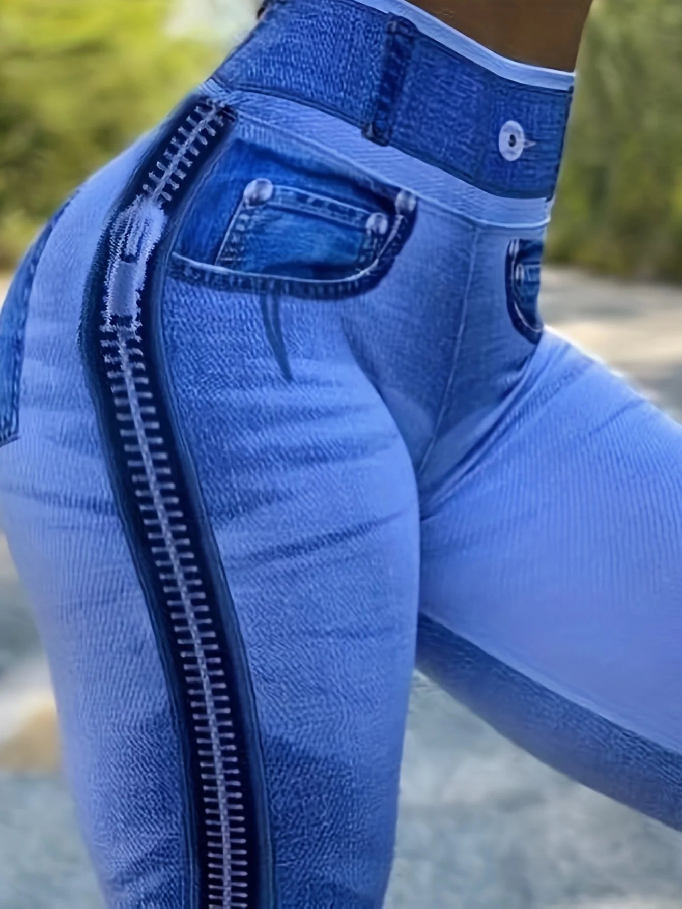 Women's High-Stretch Denim Print Leggings Ultra Comfortable Tummy