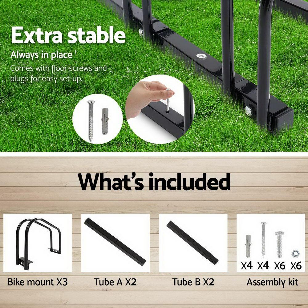 Weisshorn 3 Bike Stand Rack Bicycle Storage Floor Parking Holder