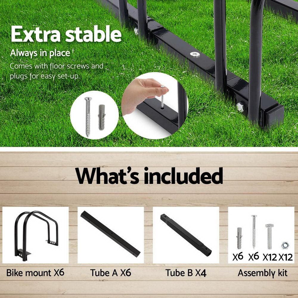 Weisshorn 6 Bike Stand Rack Bicycle Storage Floor Parking Holder