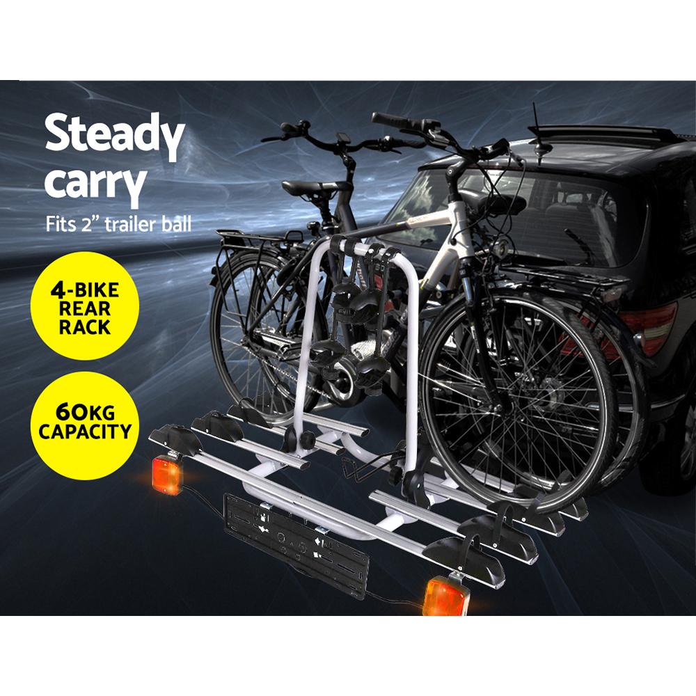 Giantz 4 Bicycle Bike Carrier Rack Car Towbar Hitch Ball Mount Tail