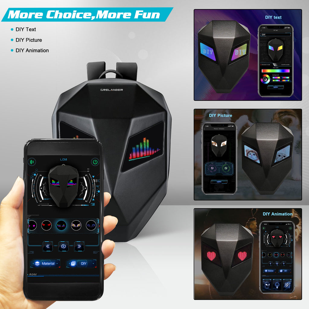 Crelander Led Knight Backpack With Eye Motorcycle Helmet Bluetooth App