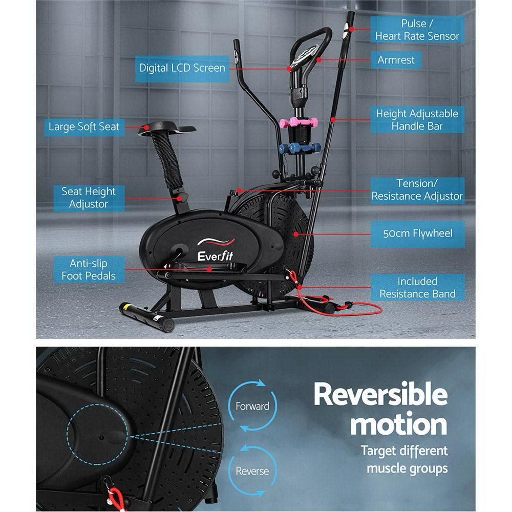 Everfit Exercise Bike 6 in 1 Elliptical Cross Trainer Home Gym Indoor