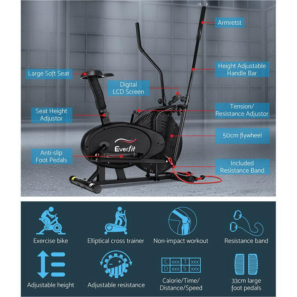Everfit Exercise Bike 4 in 1 Elliptical Cross Trainer Home Gym Indoor