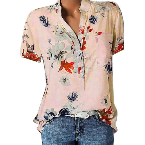 Elegant Women's Shirt Printing Large Size Casual Shirt Fashion V-neck