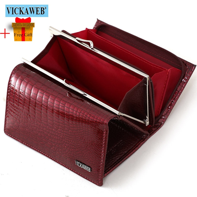 Free Gift Women Genuine Leather Short Wallet Female Fashion Purses