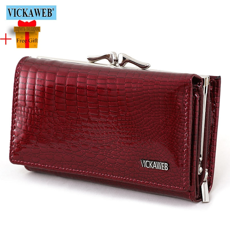 Free Gift Women Genuine Leather Short Wallet Female Fashion Purses