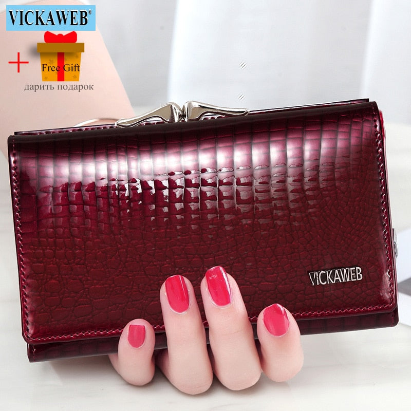 Free Gift Women Genuine Leather Short Wallet Female Fashion Purses