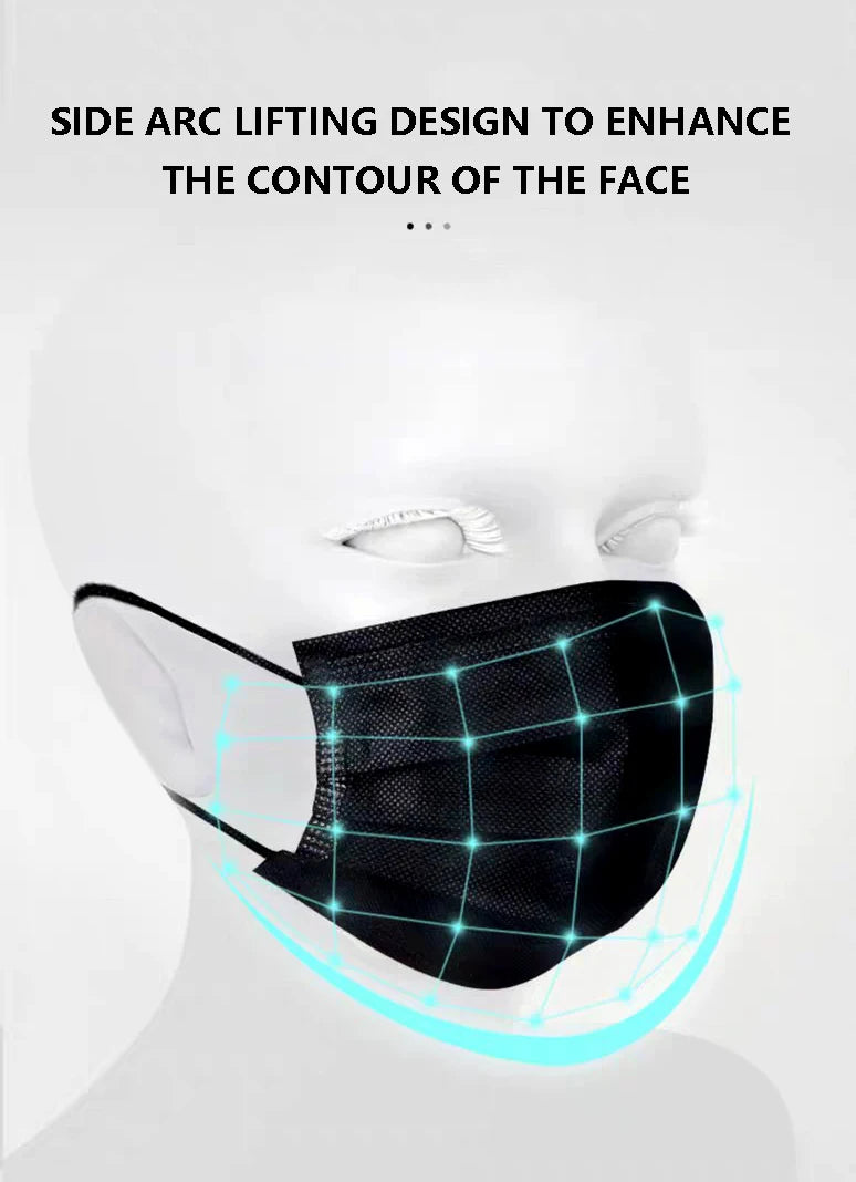 10/50/100/200PCS Disposable Mask Earloop Pink Bule Black White Mouth