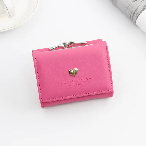 Small Women Wallet loving heart Short Women's Wallet Card Holder Girls