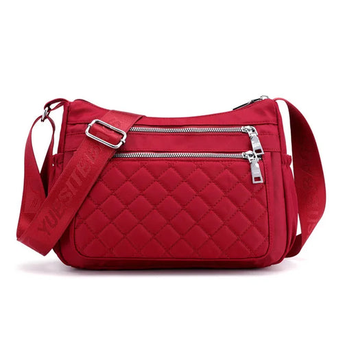 Yogodlns Women Nylon Shoulder Bag Waterproof Multi-pocket Zipper Bag