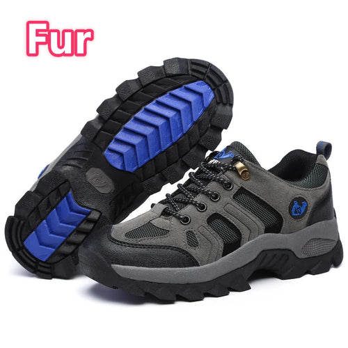 Outdoor Men Women Hiking Shoes Fashion Winter Warm Fur Trail Running